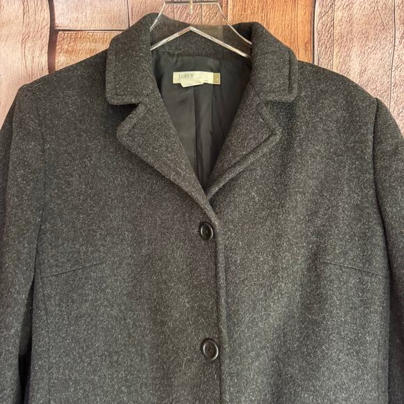 J.Crew Jacket Longline Wool Blend Coat Charcoal Gray Preppy Academia Work Large - Picture 3 of 8